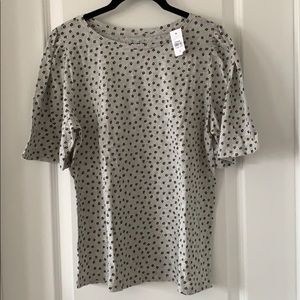 NWT LOFT Puff Wide Short Sleeves 100% Cotton Floral Print Tee Size S